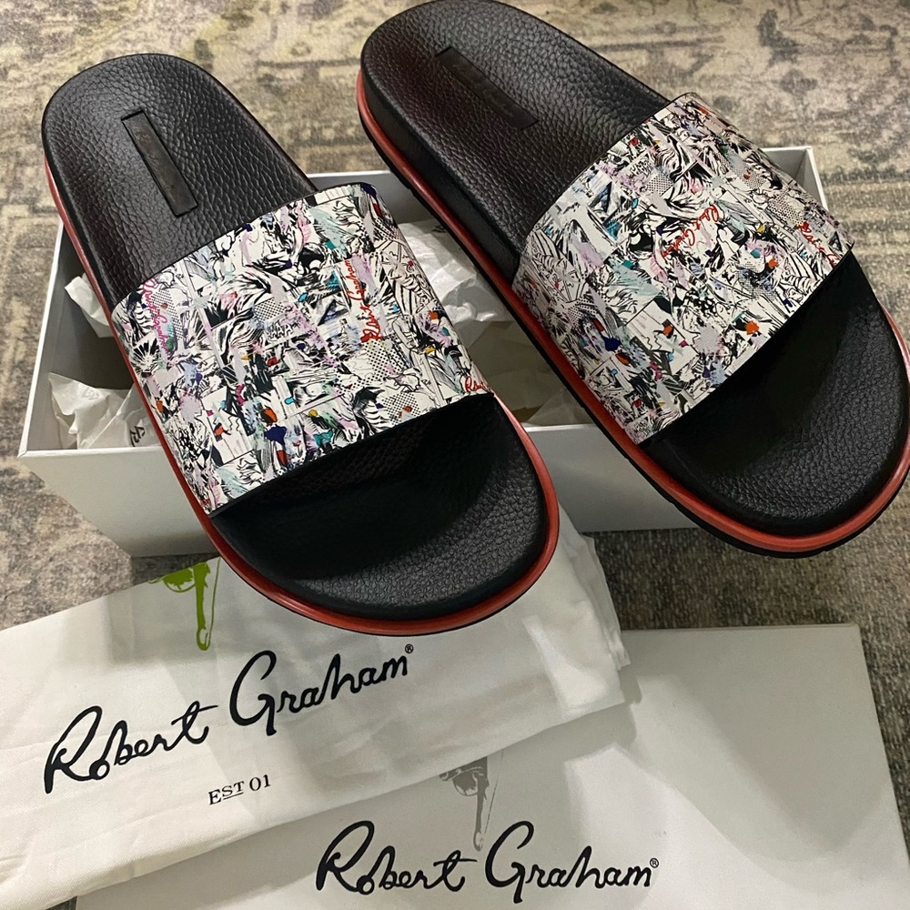 Robert Graham Multicolor Graphic Slide Sandals